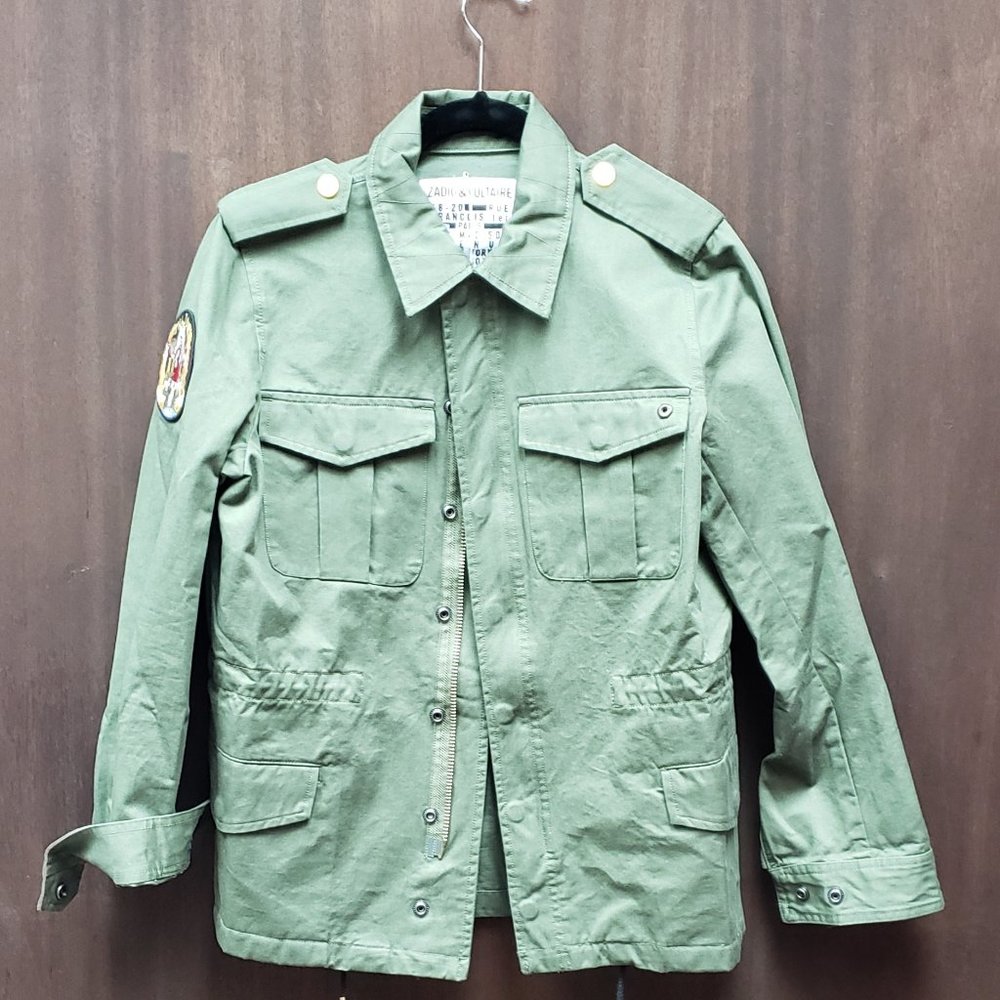 ZADIG & VOLTAIRE NWT  100% COTTON GREEN KAYAK JACKET  SIZE EU36=US 6